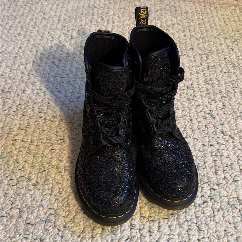 Dr. Martens Black Glitter 1460 Farrah Boots - Picture 4 of 7